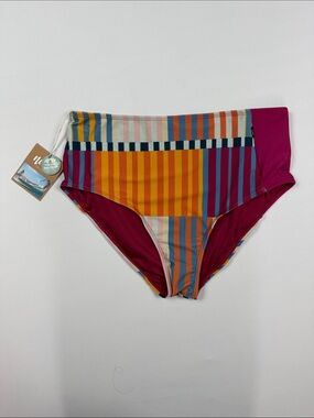 High-Waist Striped Bikini Bottoms - Multicolor